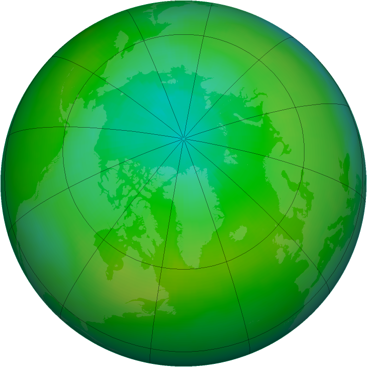 Arctic ozone map for August 1982